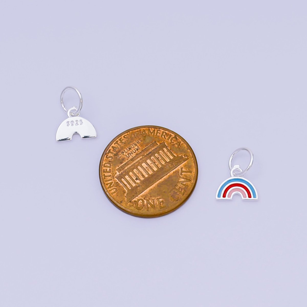 S925 Sterling Silver Multicolor Enamel Rainbow Mini Charm | SL - 430 - DLUXCA