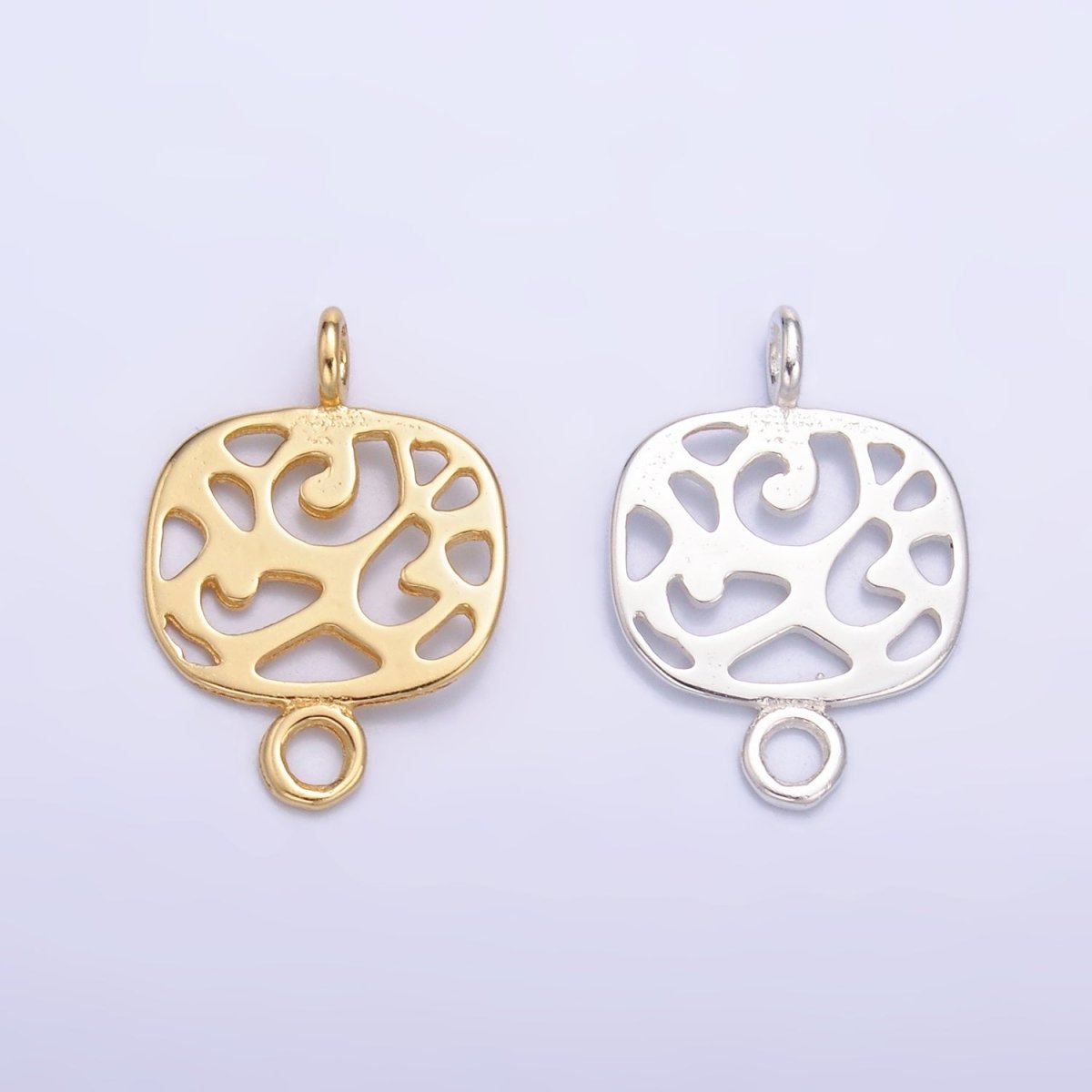 S925 Sterling Silver Open Abstract Geometric Square Connector in Gold & Silver | SL - 618 - DLUXCA