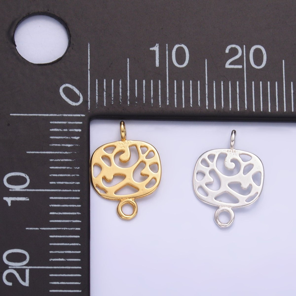 S925 Sterling Silver Open Abstract Geometric Square Connector in Gold & Silver | SL - 618 - DLUXCA