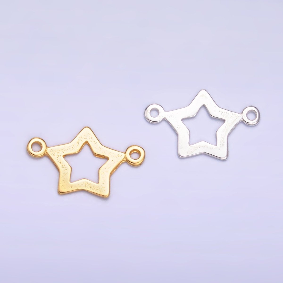 S925 Sterling Silver Open Celestial North Star Connector in Gold & Silver | SL - 621 - DLUXCA