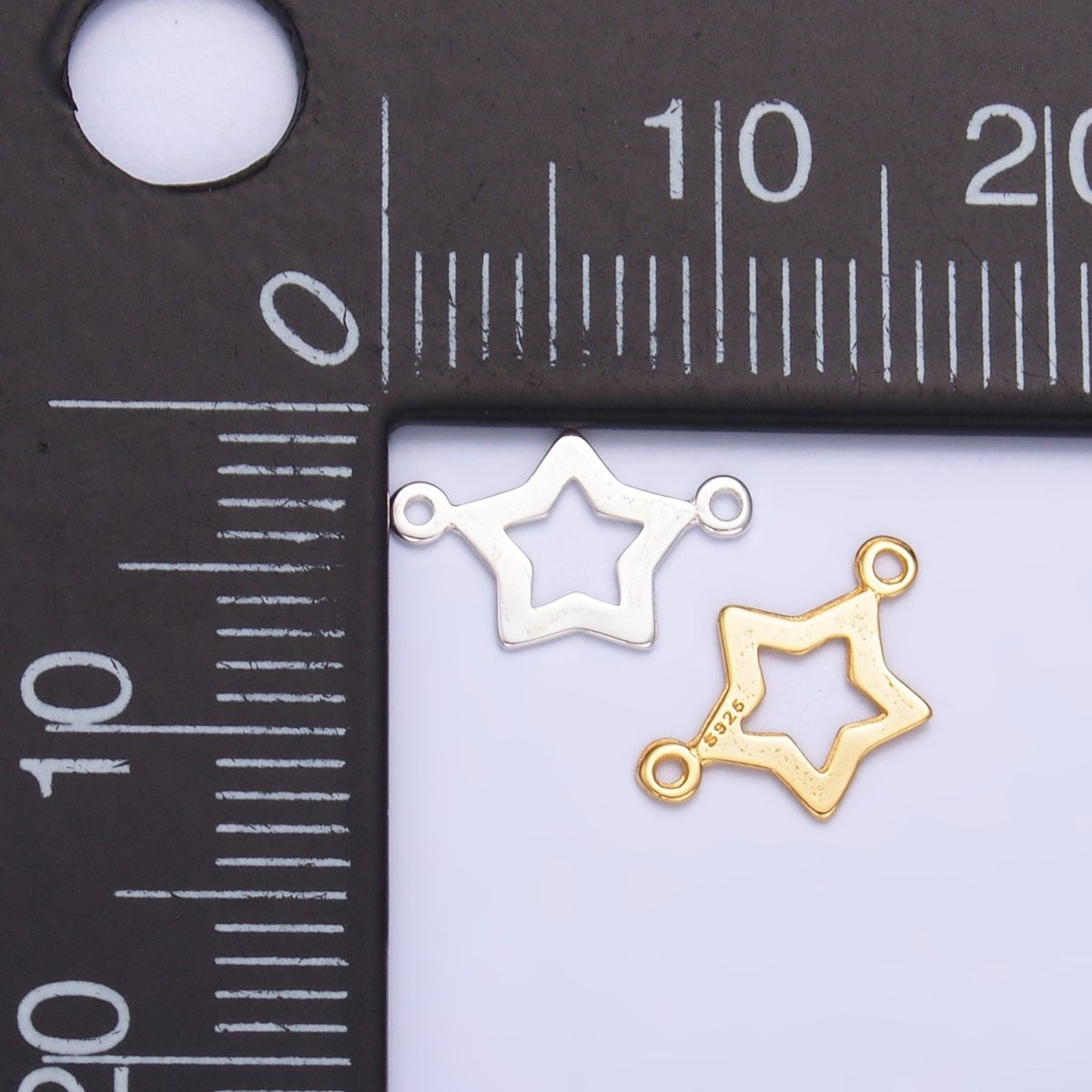 S925 Sterling Silver Open Celestial North Star Connector in Gold & Silver | SL - 621 - DLUXCA