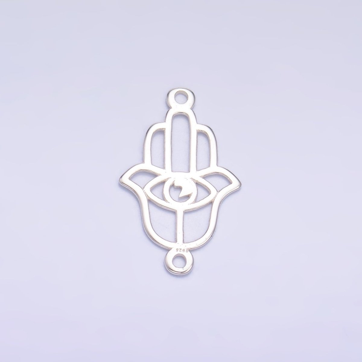 S925 Sterling Silver Open Evil Eye Hamsa Hand Connector in Gold & Silver | SL - 620 - DLUXCA
