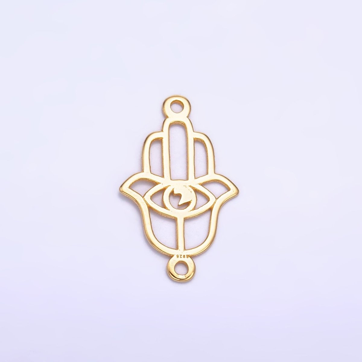 S925 Sterling Silver Open Evil Eye Hamsa Hand Connector in Gold & Silver | SL - 620 - DLUXCA