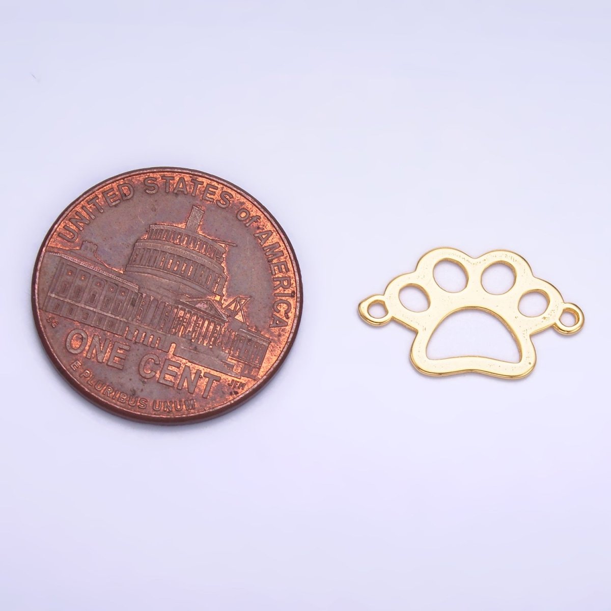 S925 Sterling Silver Open Pet Paw Print Connector in Gold & Silver | SL - 616 - DLUXCA