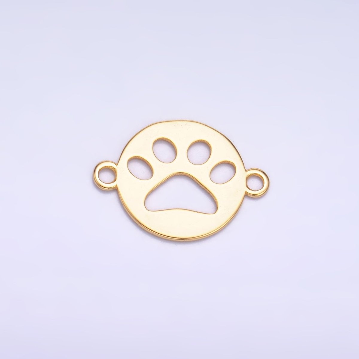 S925 Sterling Silver Open Pet Paw Print Round Connector in Gold & Silver | SL - 617 - DLUXCA