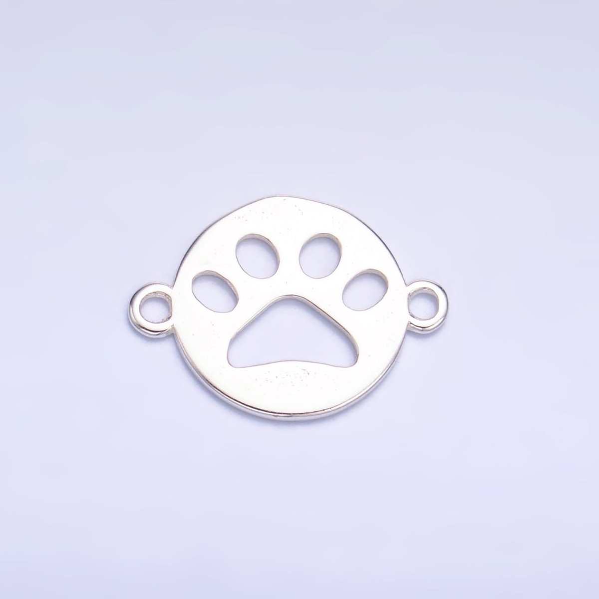 S925 Sterling Silver Open Pet Paw Print Round Connector in Gold & Silver | SL - 617 - DLUXCA