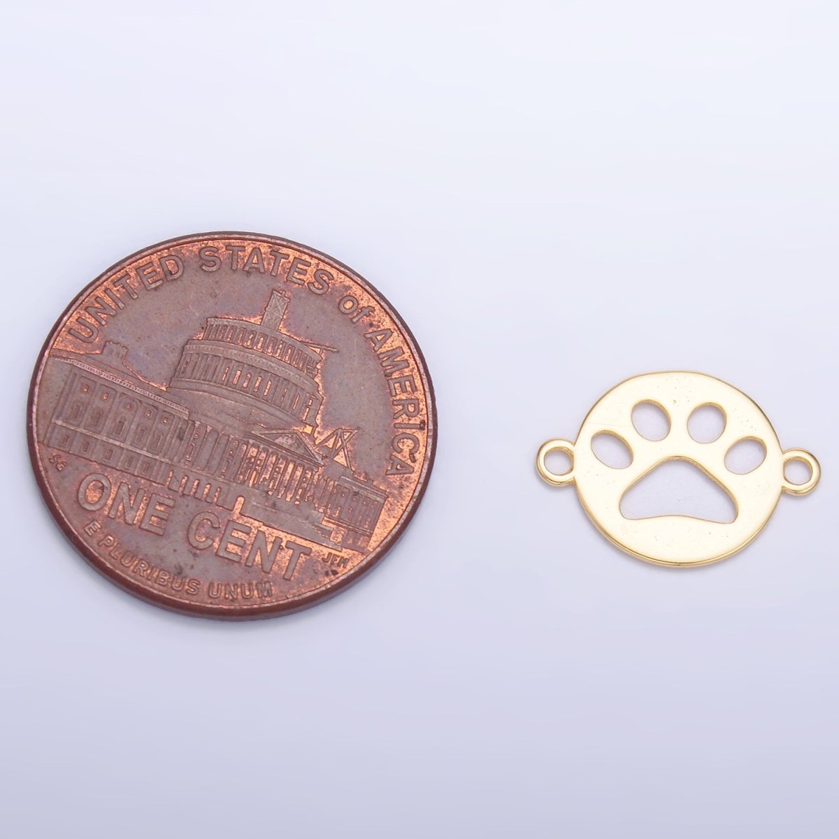 S925 Sterling Silver Open Pet Paw Print Round Connector in Gold & Silver | SL - 617 - DLUXCA