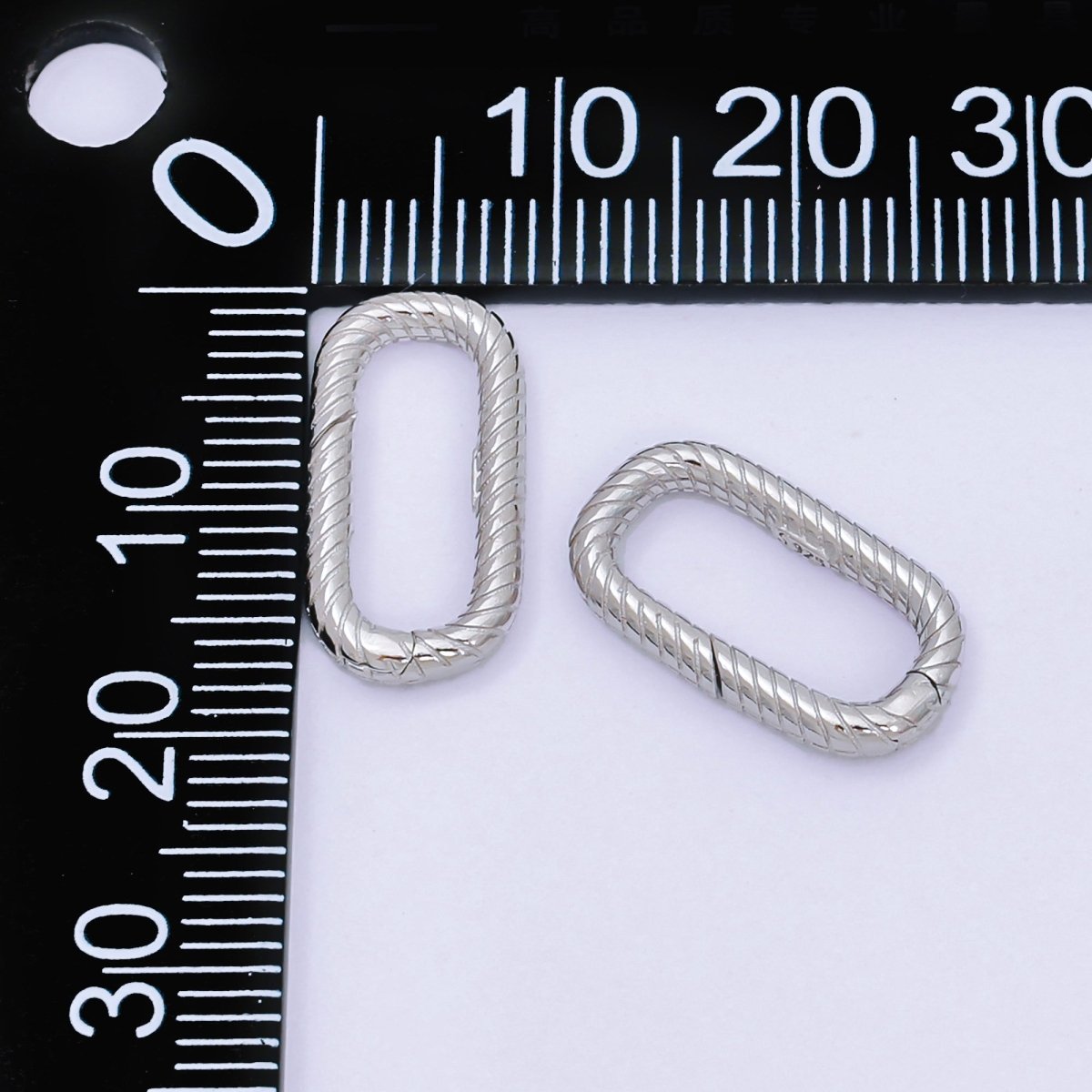 S925 Sterling Silver Oval Textured Spring Clasps Rope Charm Holder | SL - 672 - DLUXCA