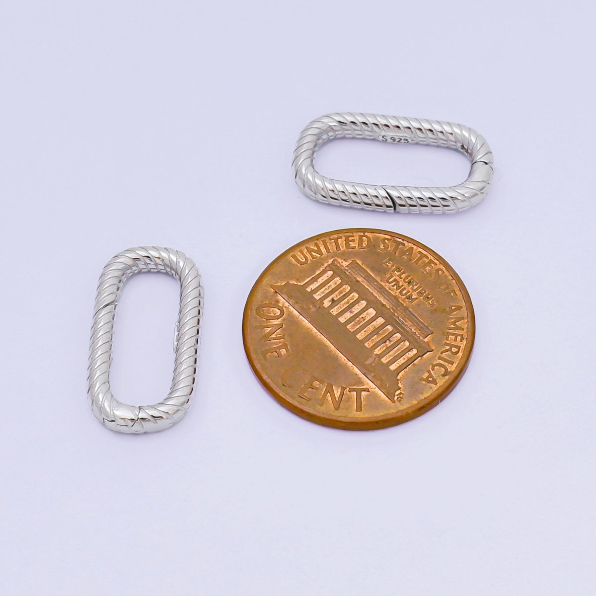 S925 Sterling Silver Oval Textured Spring Clasps Rope Charm Holder | SL - 672 - DLUXCA