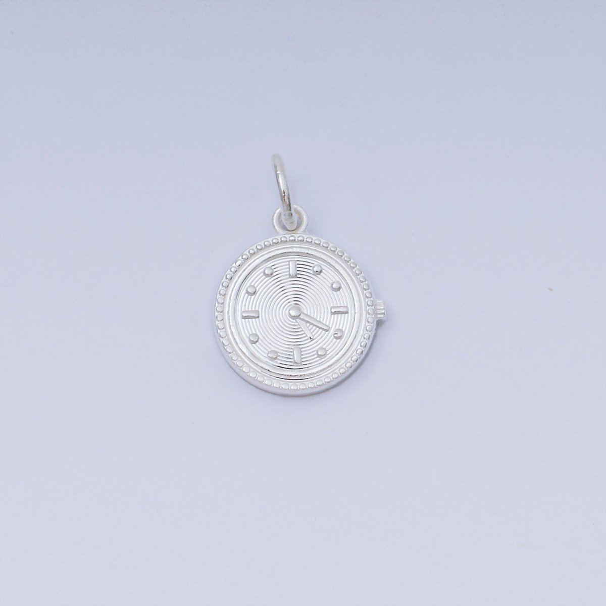 S925 Sterling Silver Round Mini Clock Watch Dainty Charm | SL - 653 - DLUXCA