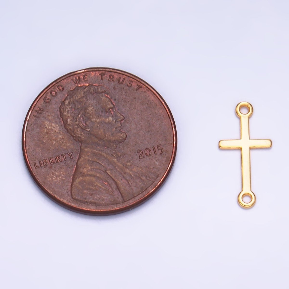 S925 Sterling Silver Sideway Cross Minimalist Connector in Gold & Silver | SL - 589 - DLUXCA