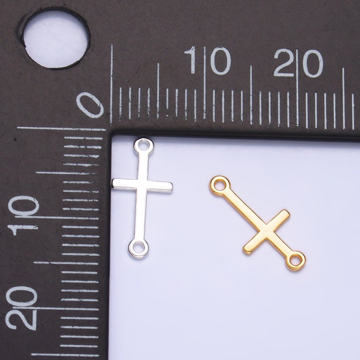 S925 Sterling Silver Sideway Cross Minimalist Connector in Gold & Silver | SL - 589 - DLUXCA