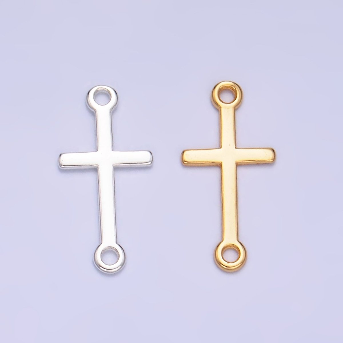 S925 Sterling Silver Sideway Cross Minimalist Connector in Gold & Silver | SL - 589 - DLUXCA