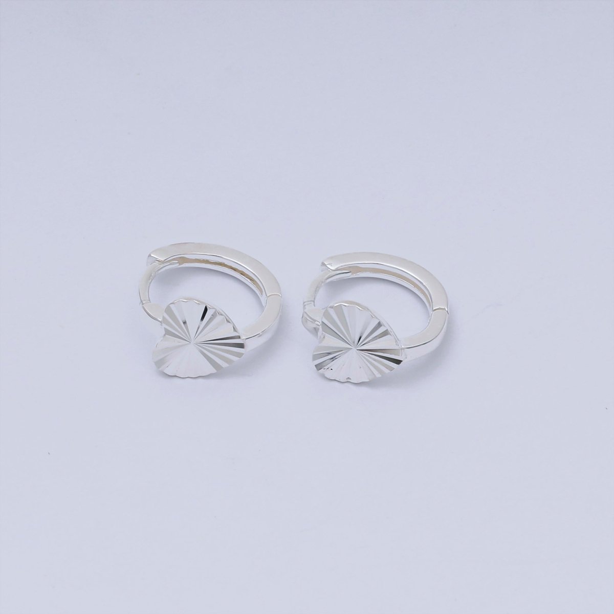 S925 Sterling Silver Spark Heart Lover Shape Hinged Hoop Earrings | SL - 662 - DLUXCA