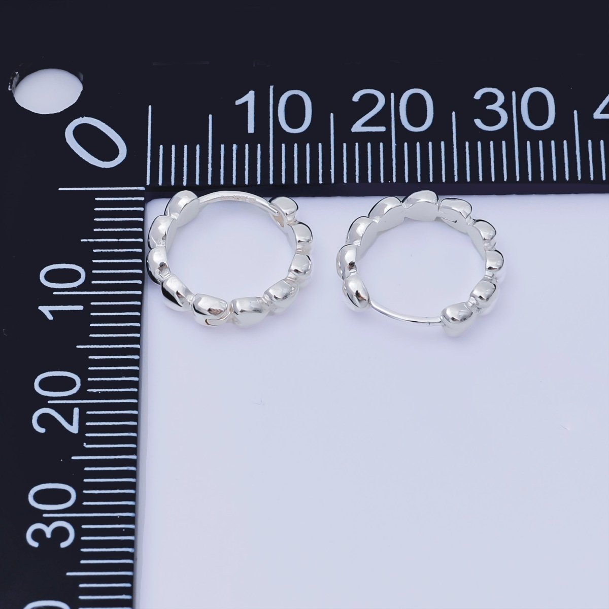 S925 Sterling Silver Tiny Round Linked - Heart Hinged Hoop Earrings | SL - 659 - DLUXCA