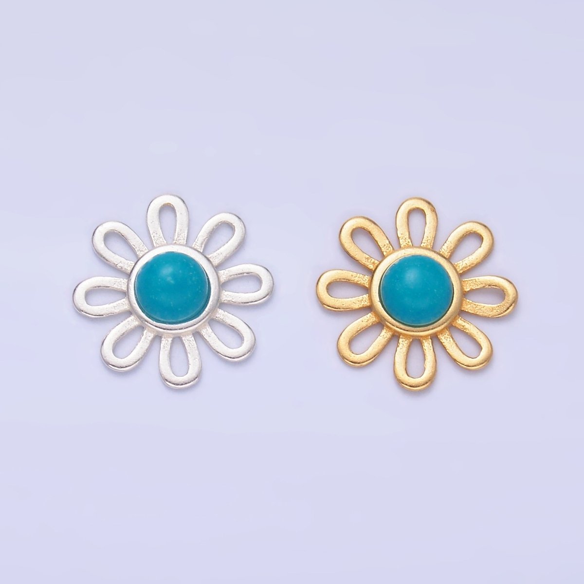 S925 Sterling Silver Turquoise Sunflower Connector in Gold & Silver | SL - 628 - DLUXCA