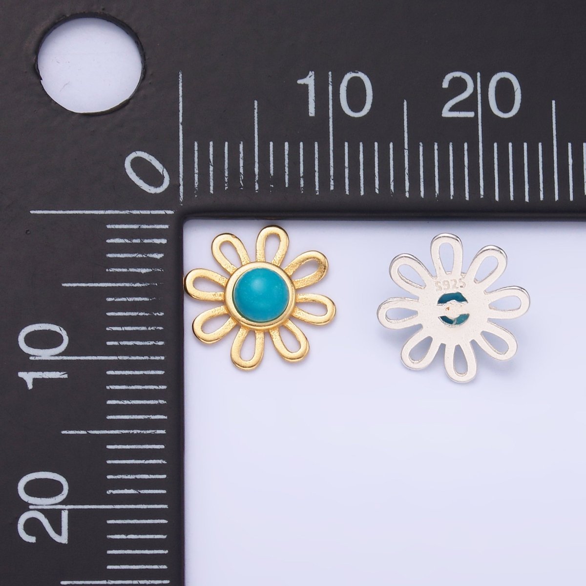 S925 Sterling Silver Turquoise Sunflower Connector in Gold & Silver | SL - 628 - DLUXCA