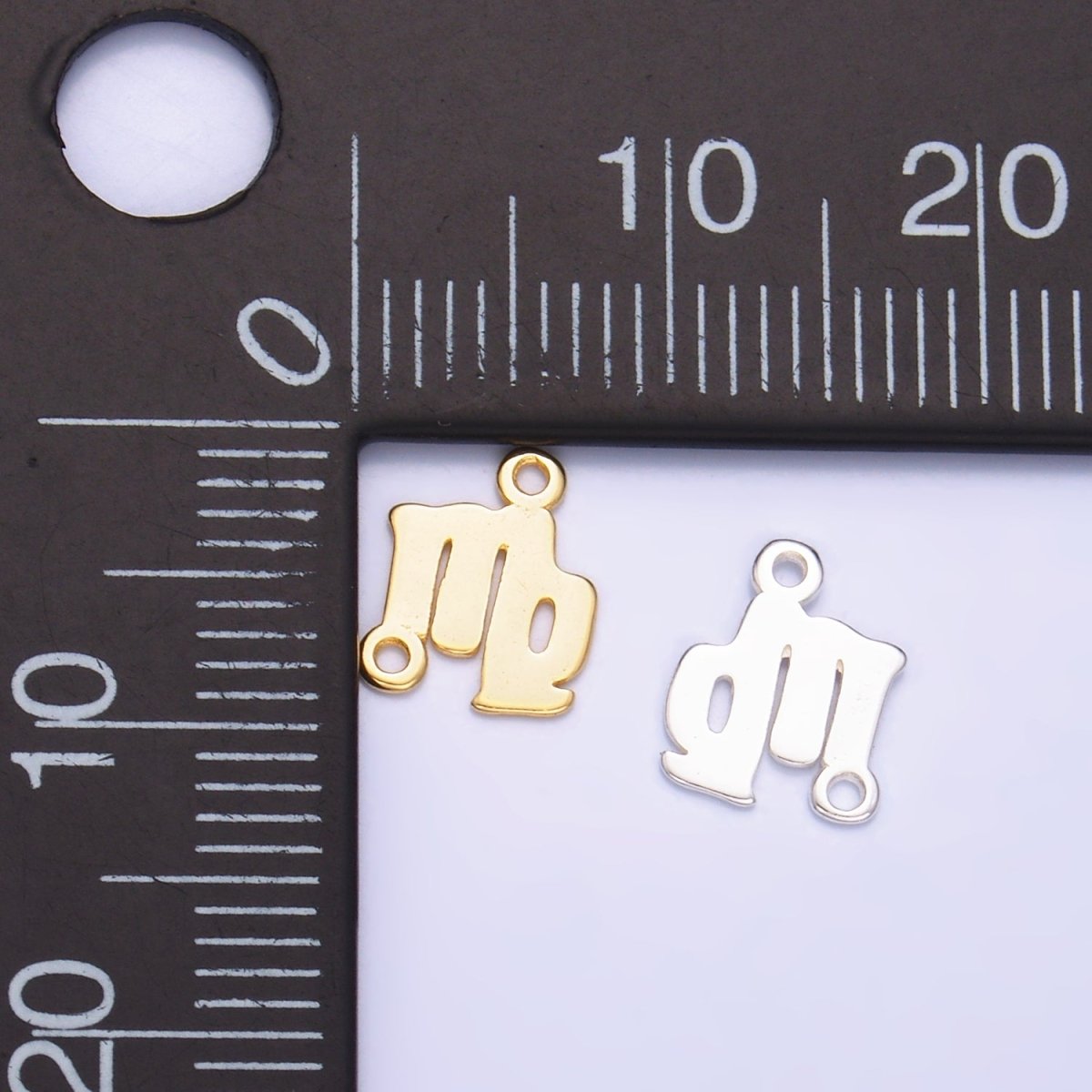 S925 Sterling Silver Virgo Zodiac Symbol Minimalist Connector in Gold & Silver | SL - 590 - DLUXCA