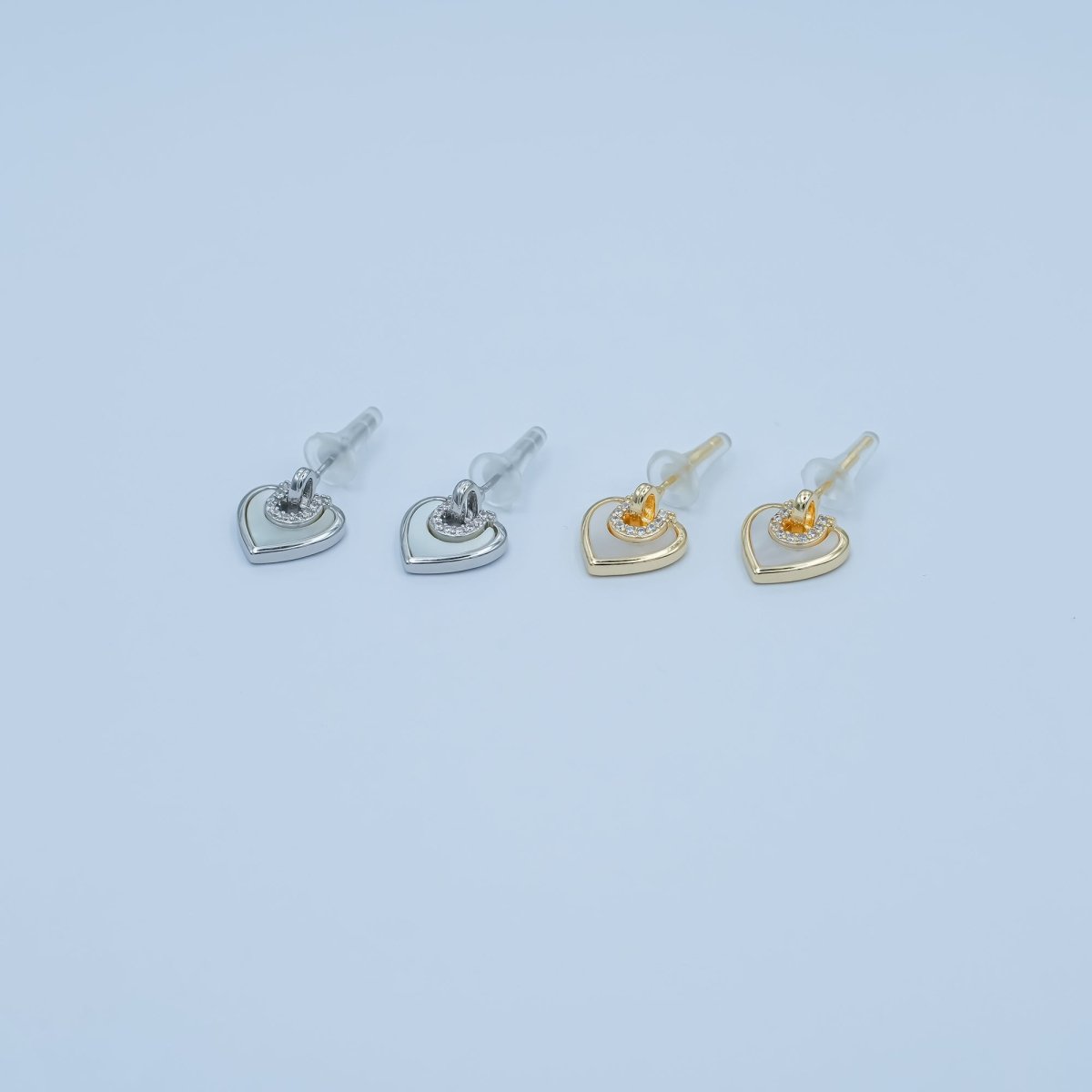 Shell Pearl Heart Drop Stud Earrings in Gold & Silver | AE932 AE963 - DLUXCA