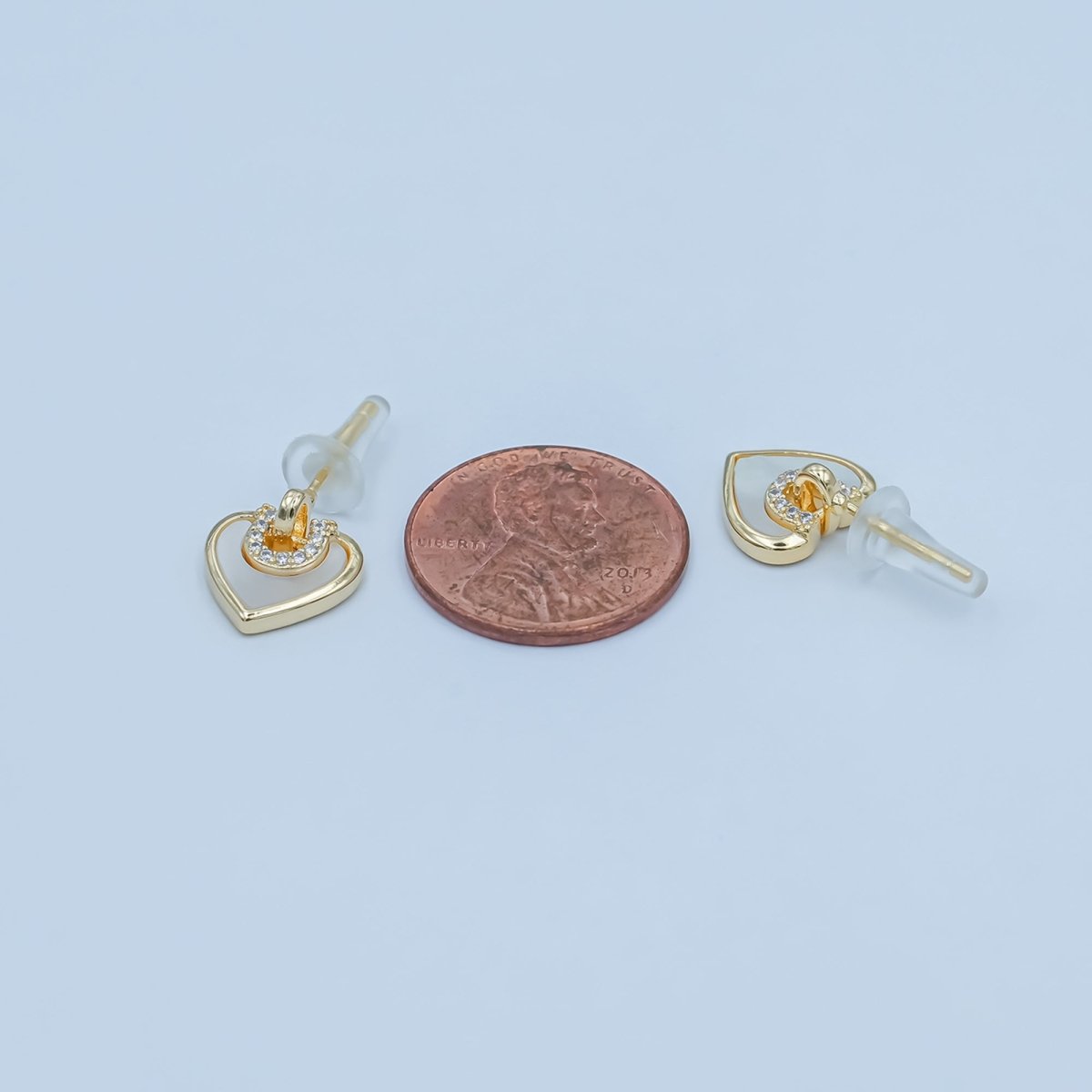 Shell Pearl Heart Drop Stud Earrings in Gold & Silver | AE932 AE963 - DLUXCA