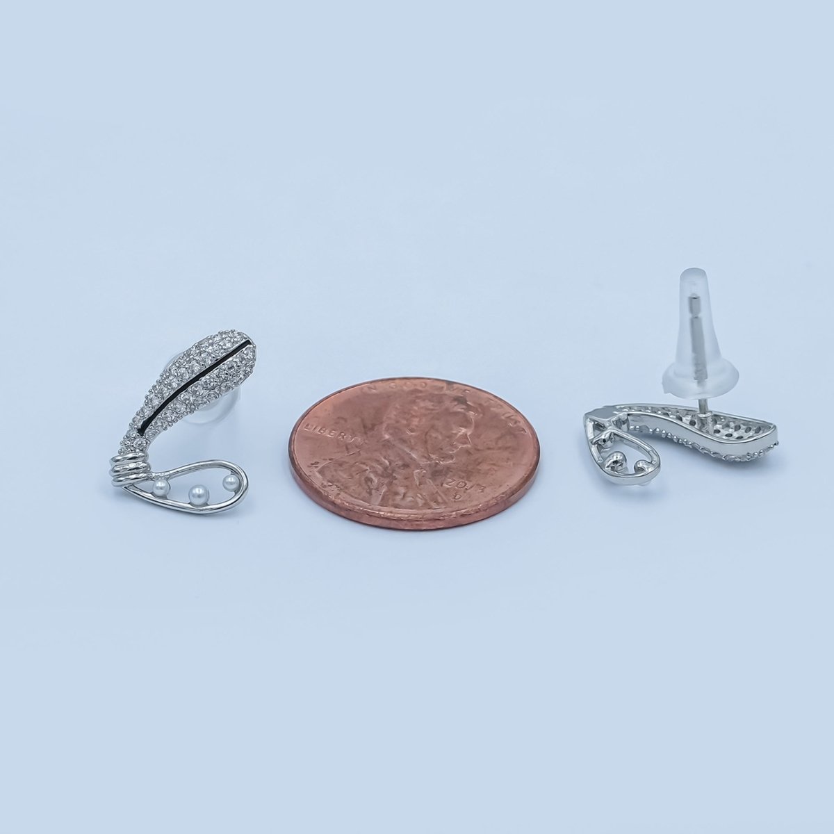 Shell Pearl Micro Paved CZ Heart Stud Earrings in Gold & Silver | AD1499 AD1500 - DLUXCA