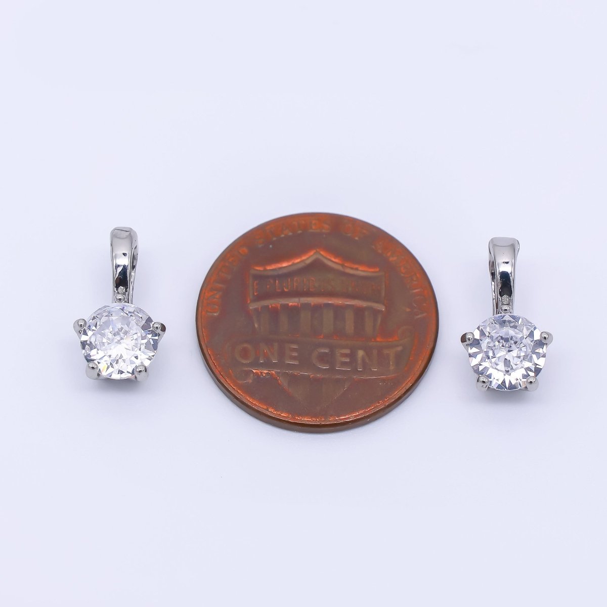 Silver 12mm Round CZ 5 - Points Flower Pendant | AH - 462 - DLUXCA