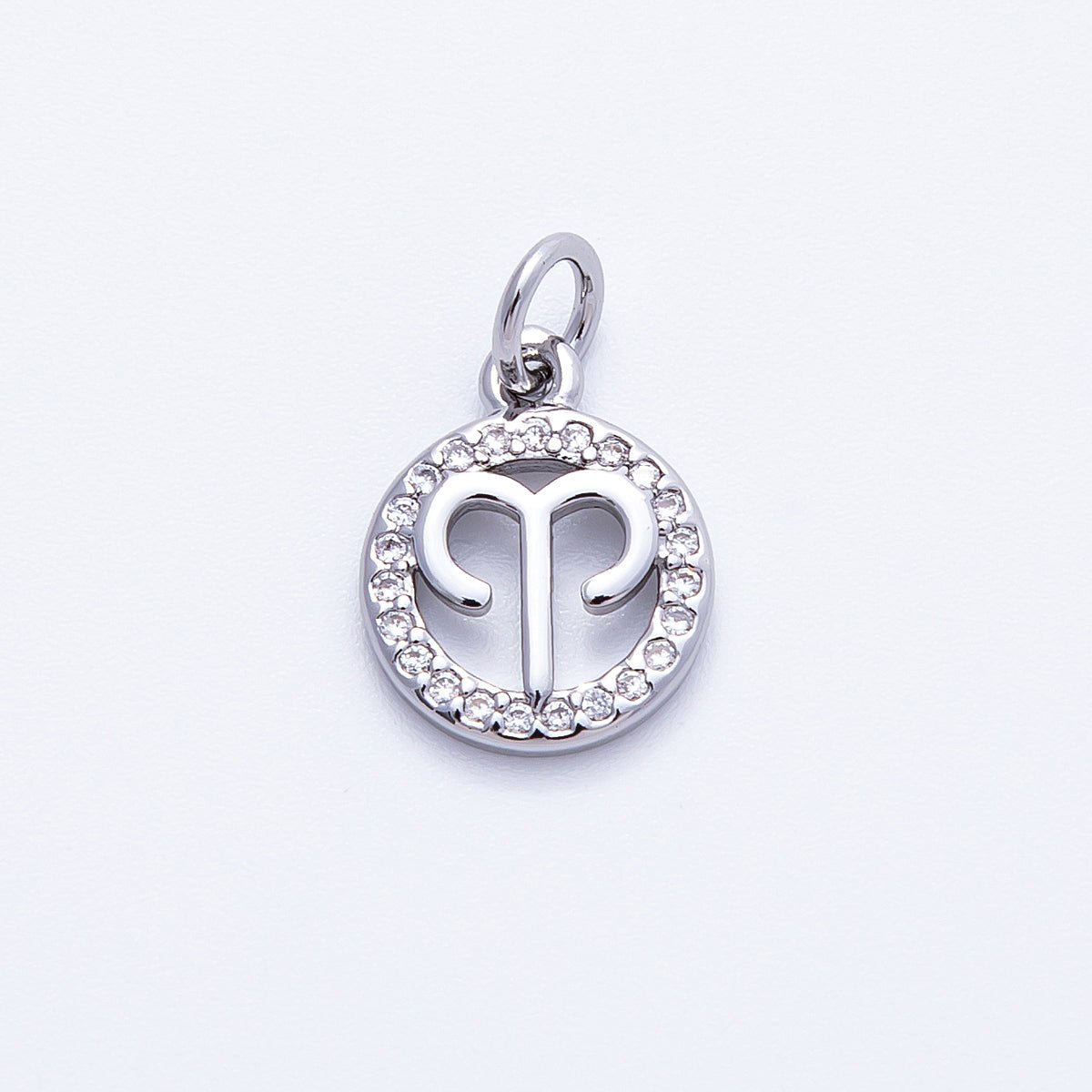 Silver 13.5mm Micro Paved CZ Personalized Zodiac Sign Charm | Charms - 00235 ~ Charms - 00246 - DLUXCA