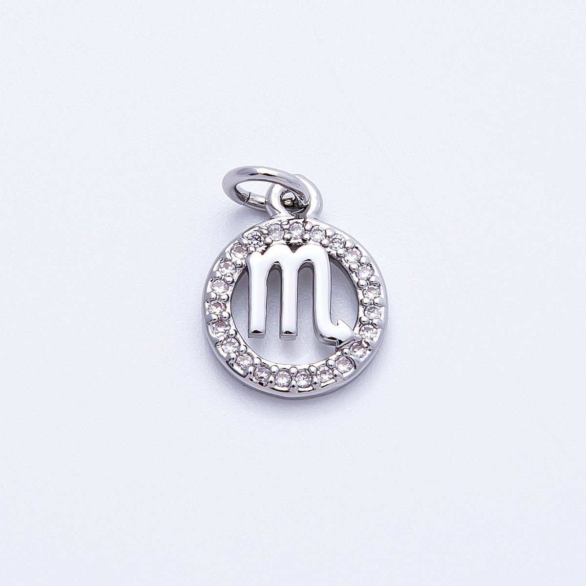 Silver 13.5mm Micro Paved CZ Personalized Zodiac Sign Charm | Charms - 00235 ~ Charms - 00246 - DLUXCA