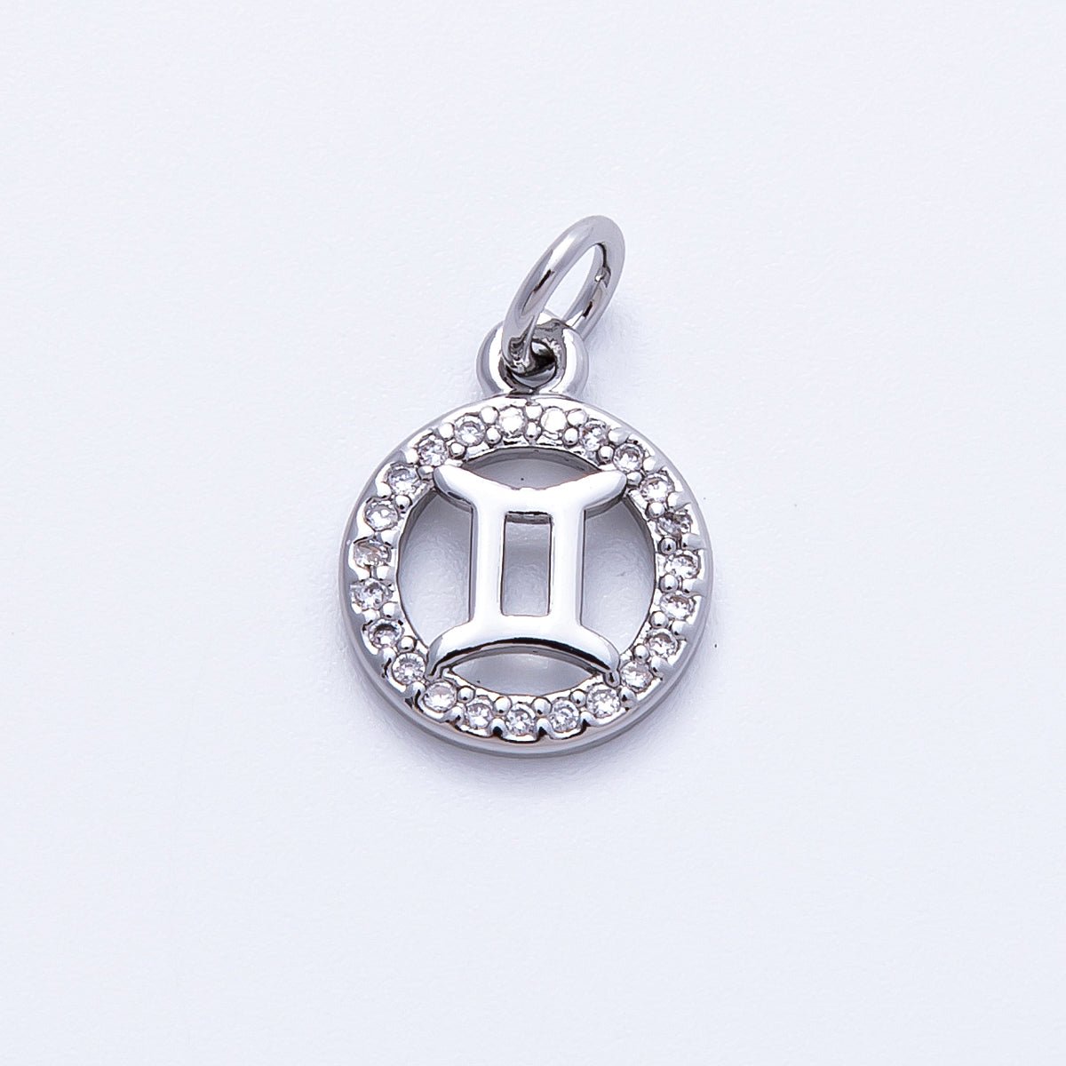 Silver 13.5mm Micro Paved CZ Personalized Zodiac Sign Charm | Charms - 00235 ~ Charms - 00246 - DLUXCA
