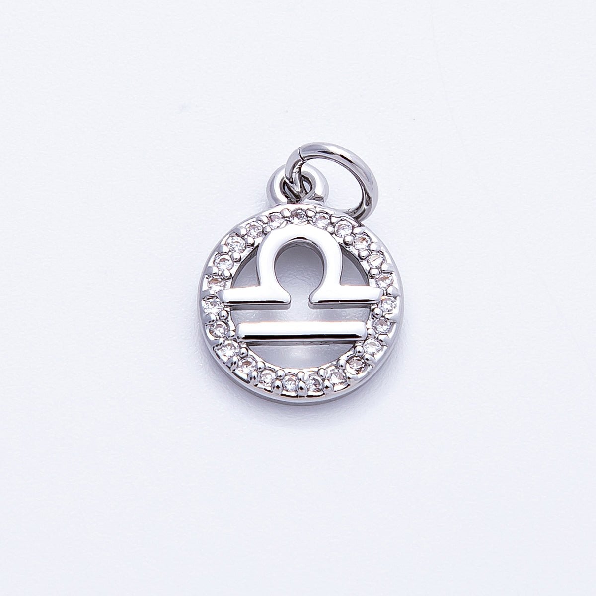 Silver 13.5mm Micro Paved CZ Personalized Zodiac Sign Charm | Charms - 00235 ~ Charms - 00246 - DLUXCA