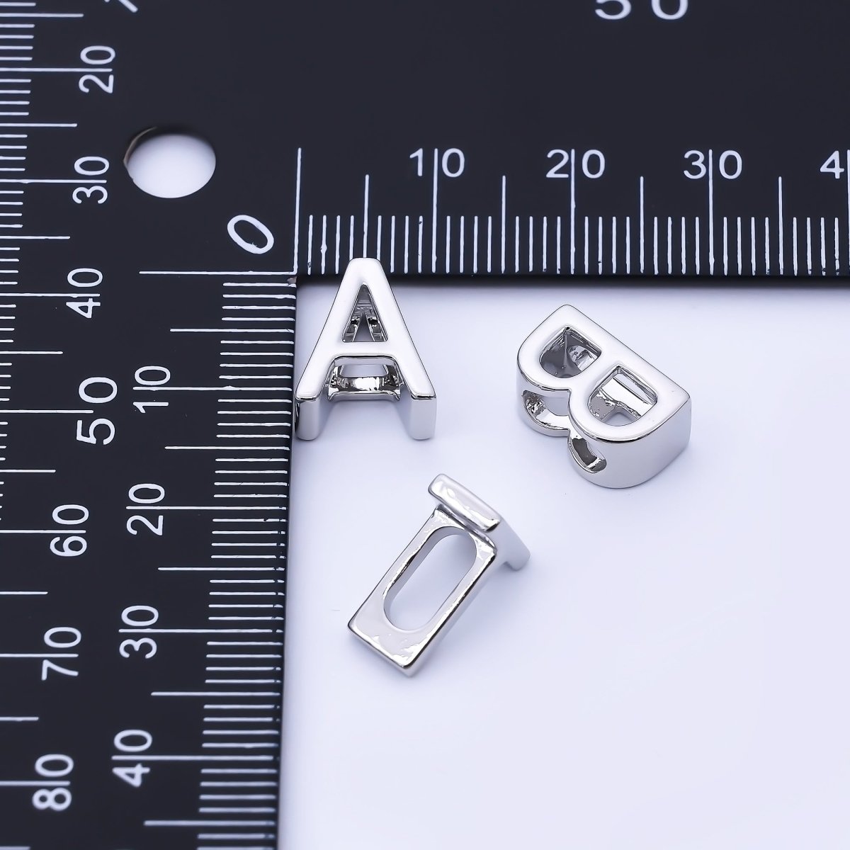 Silver 13mm Personalized Minimalist Initial Letter Alphabet Bead | AF144 - AF156 - DLUXCA