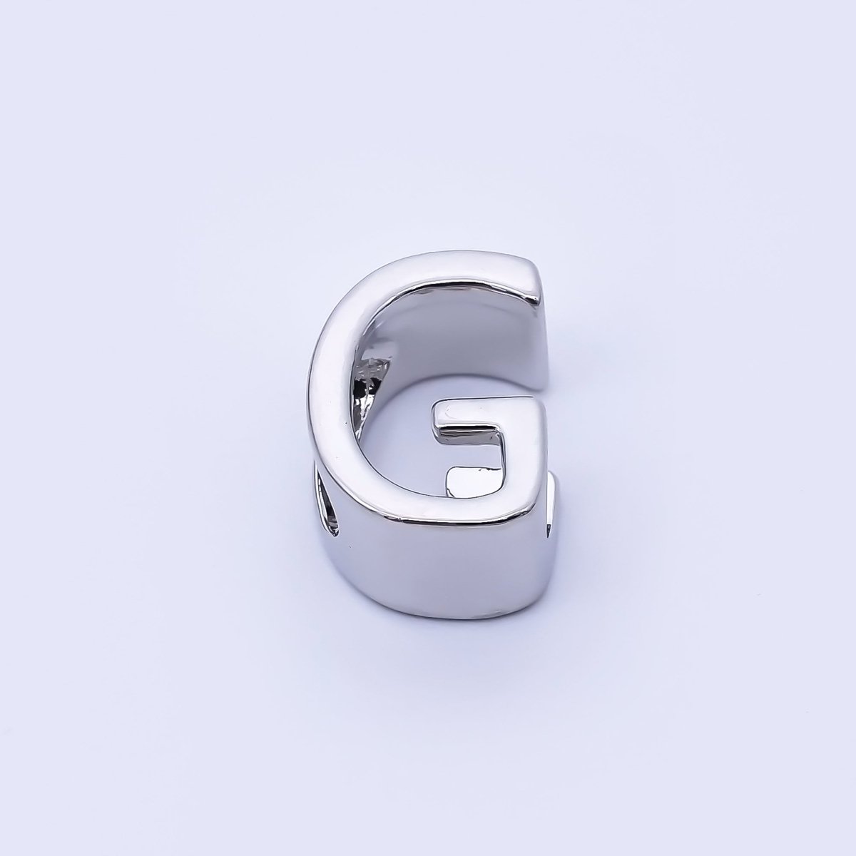 Silver 13mm Personalized Minimalist Initial Letter Alphabet Bead | AF144 - AF156 - DLUXCA
