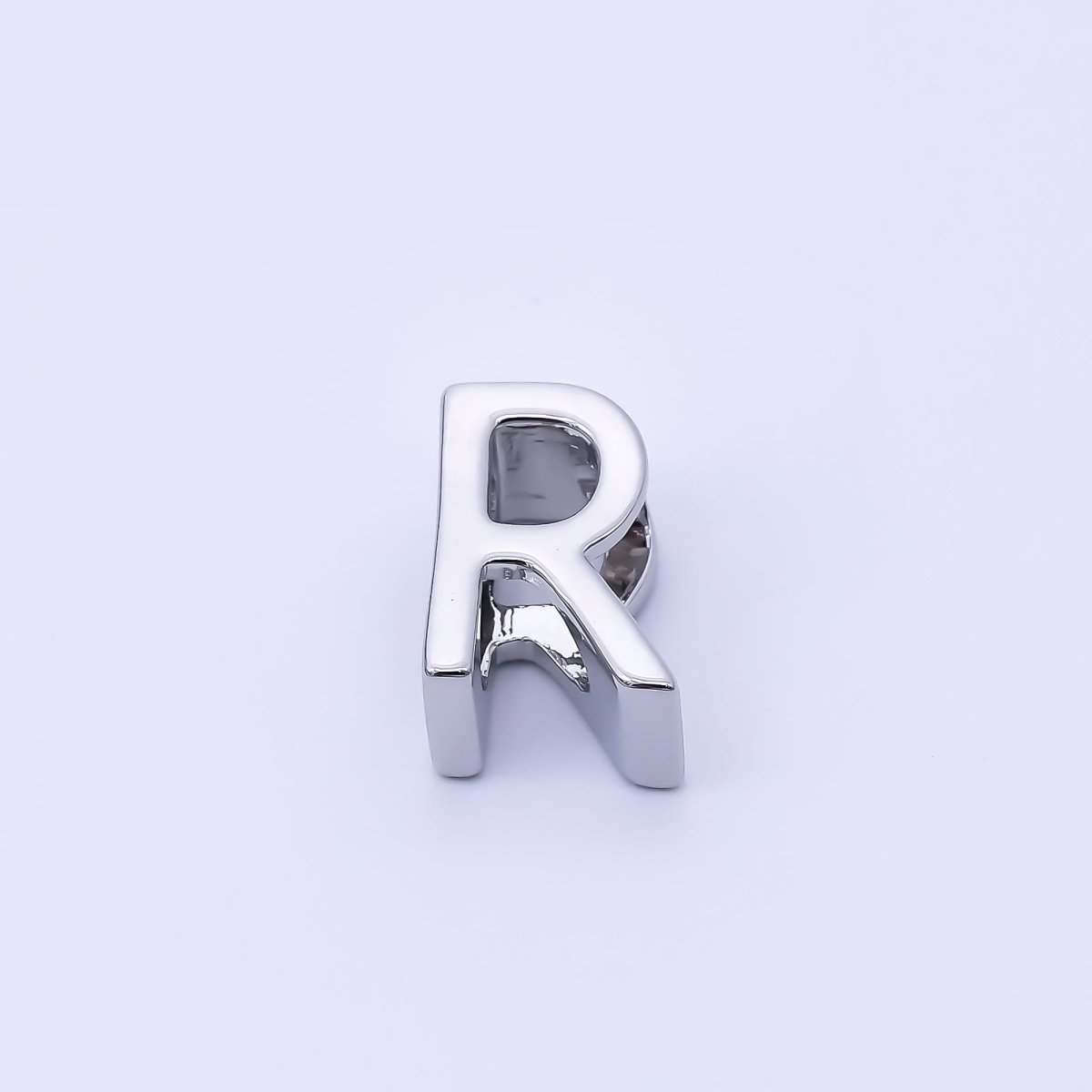 Silver 13mm Personalized Minimalist Initial Letter Alphabet Bead | AF144 - AF156 - DLUXCA