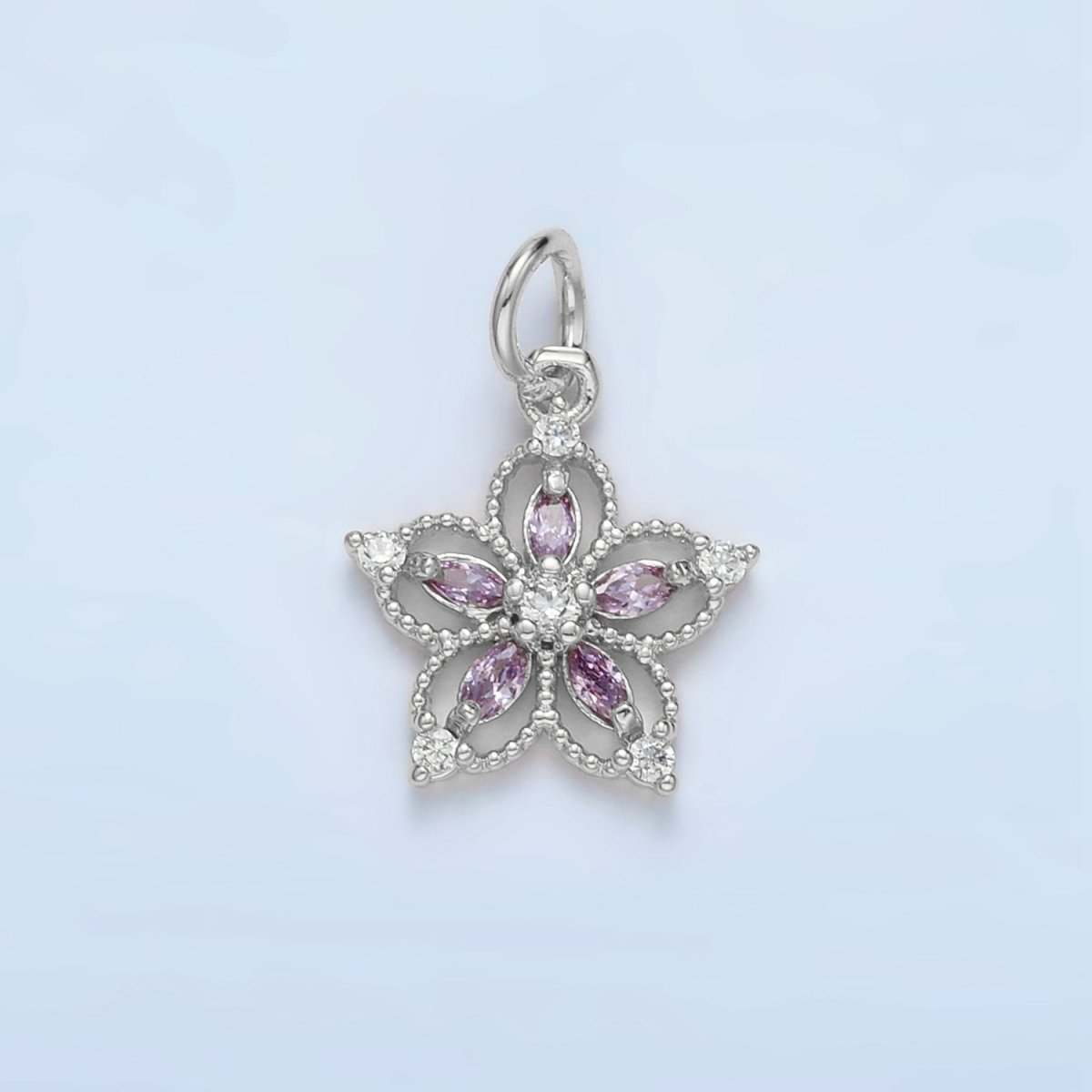 Silver 14mm Five Petal Flower Charm | Charms - 00192 - DLUXCA