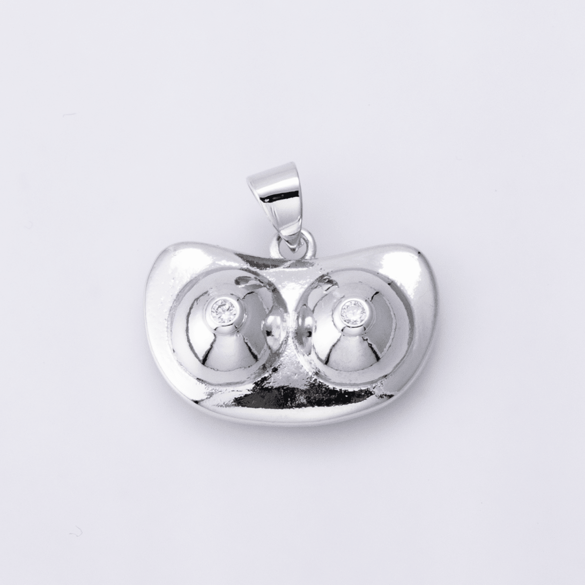Silver 14mm Pink CZ Body Positive Breast Cancer Awareness Pendant | I - 00394 - DLUXCA