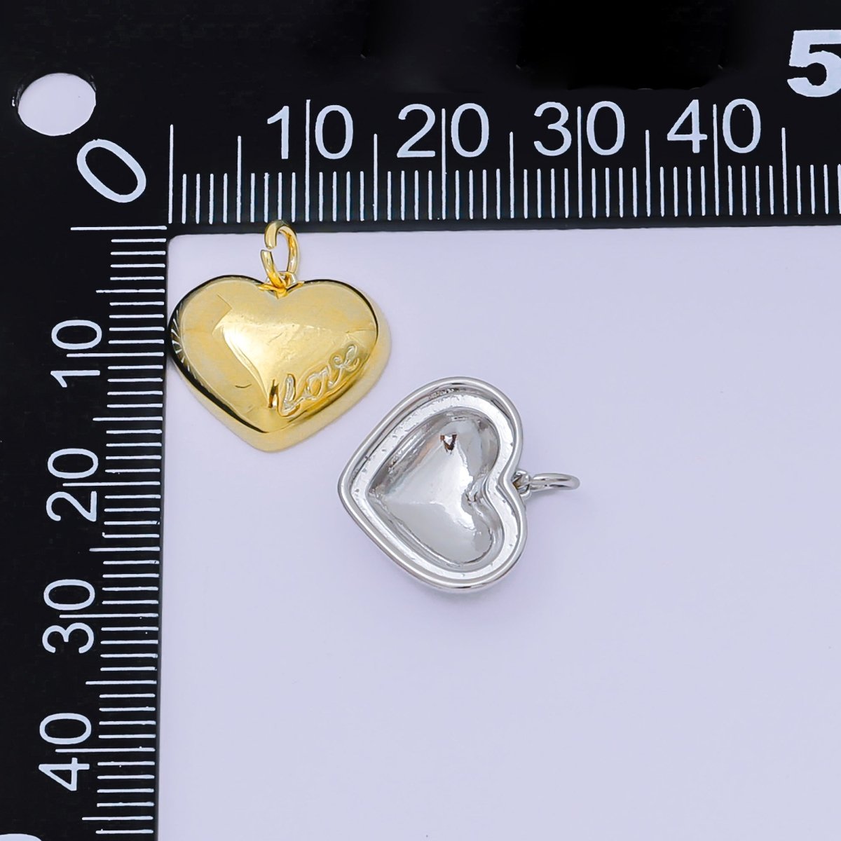 Silver 14mm Puffy Heart with "Love" Transcript Charm | M - 570 - DLUXCA
