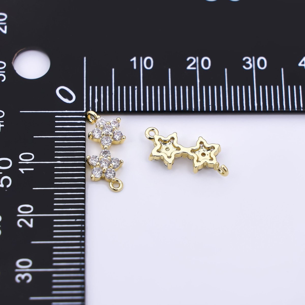 Silver 15mm Micro Paved CZ Double Twin - Star Celestial Connector | Y - 055 - DLUXCA