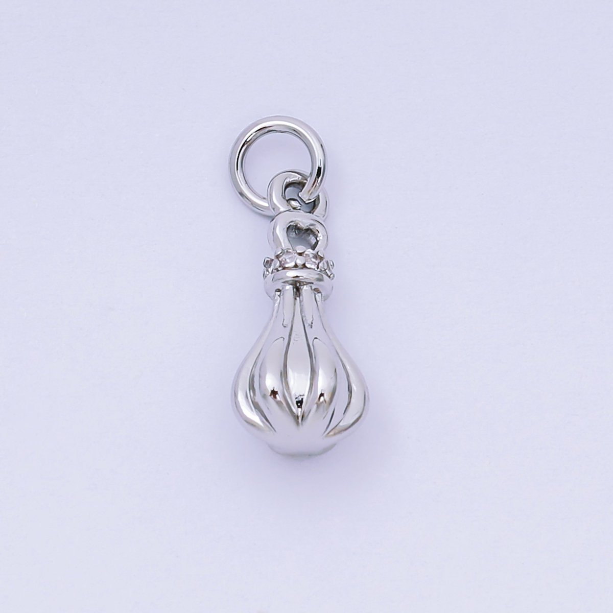 Silver 15mm Micro Paved CZ Whisker Cake Teardrop Charm | AH - 588 - DLUXCA