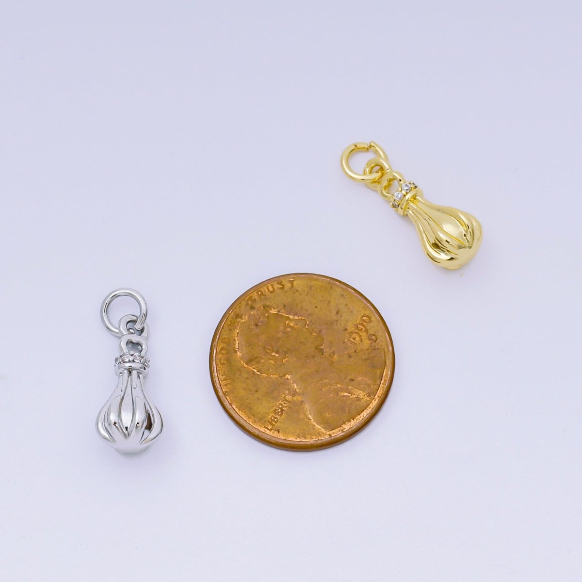 Silver 15mm Micro Paved CZ Whisker Cake Teardrop Charm | AH - 588 - DLUXCA