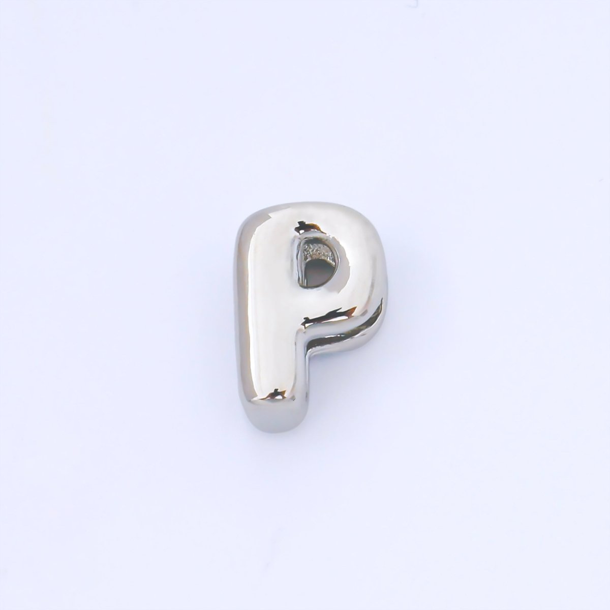 Silver 15mm Personalized Chubby Bubble Initial Letter Alphabet Bead | AF092 - AF104 - DLUXCA