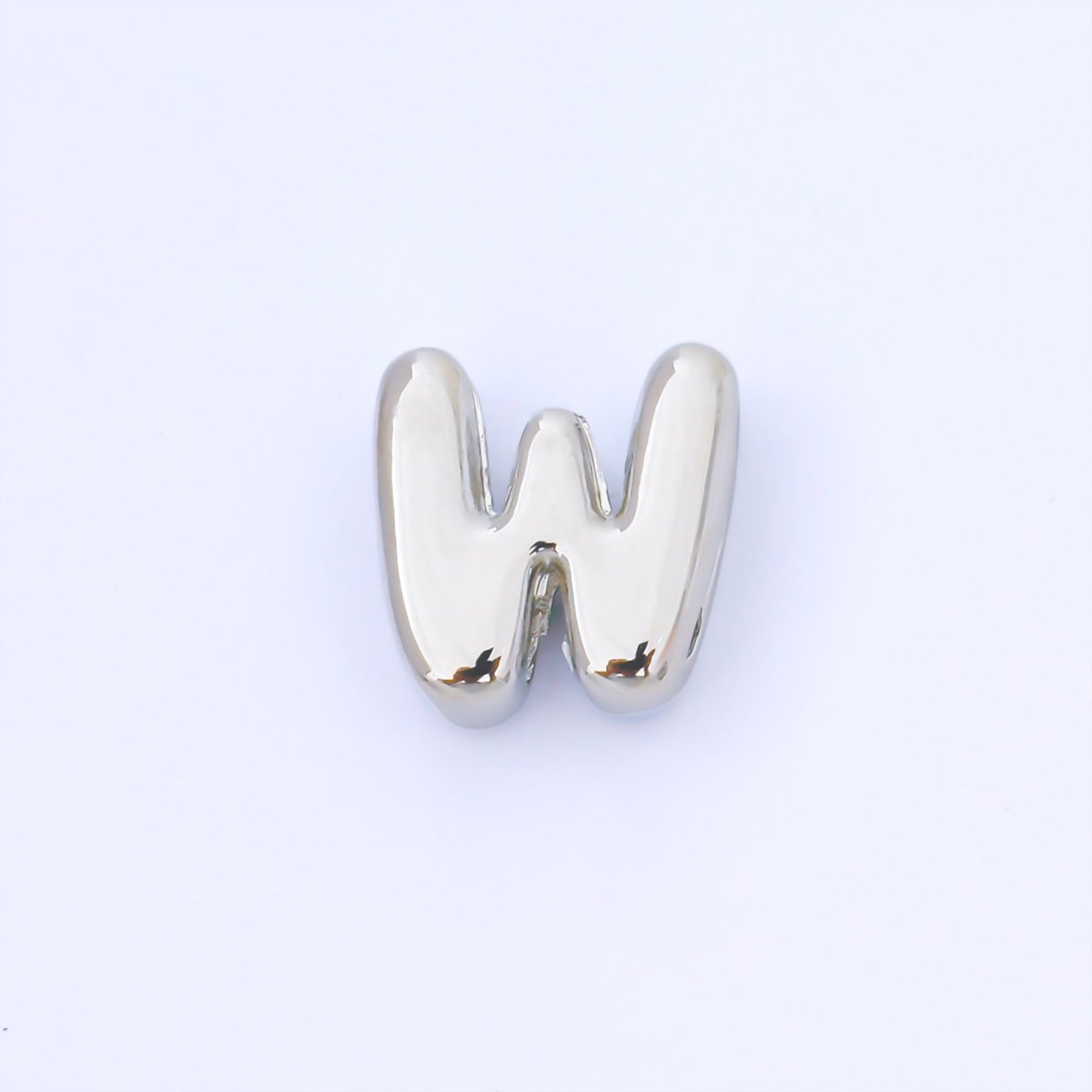 Silver 15mm Personalized Chubby Bubble Initial Letter Alphabet Bead | AF092 - AF104 - DLUXCA