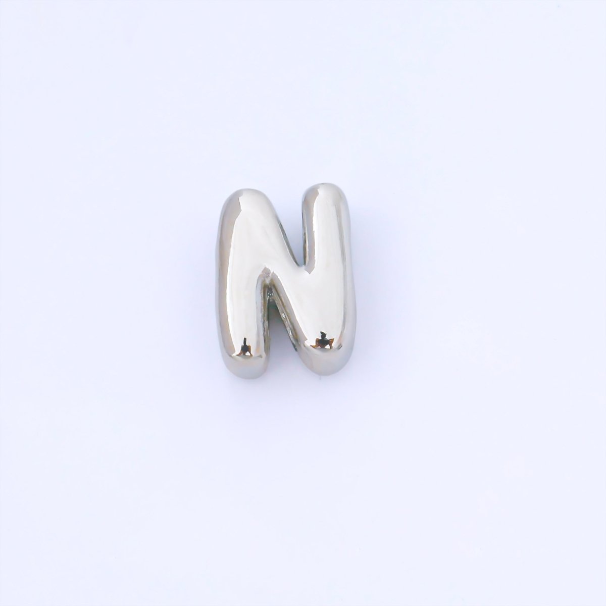 Silver 15mm Personalized Chubby Bubble Initial Letter Alphabet Bead | AF092 - AF104 - DLUXCA