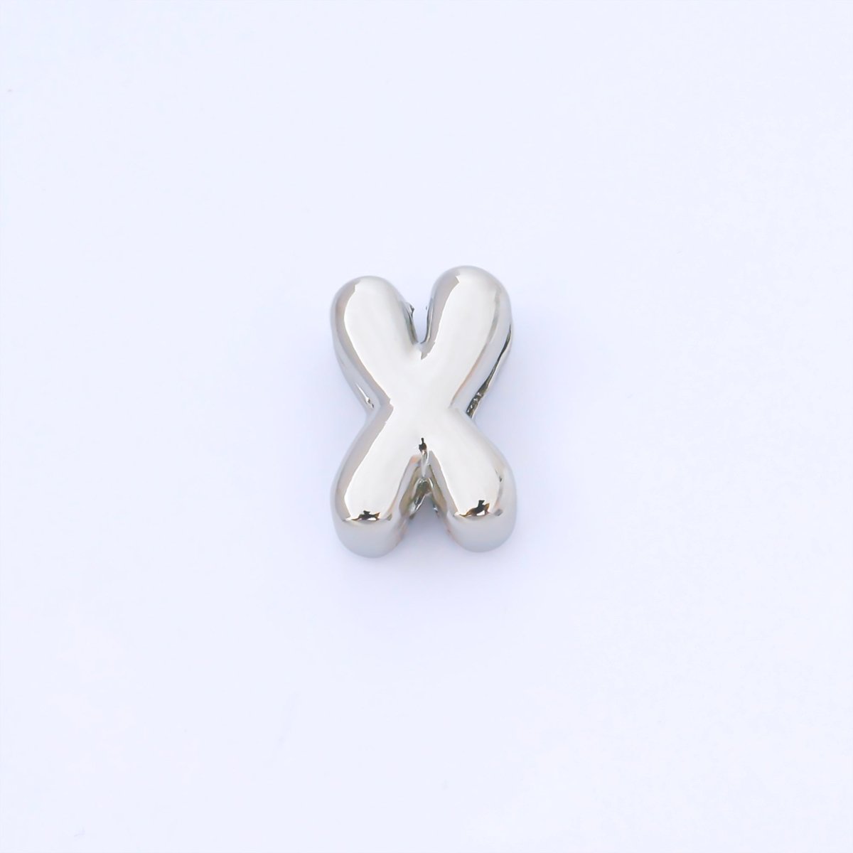 Silver 15mm Personalized Chubby Bubble Initial Letter Alphabet Bead | AF092 - AF104 - DLUXCA