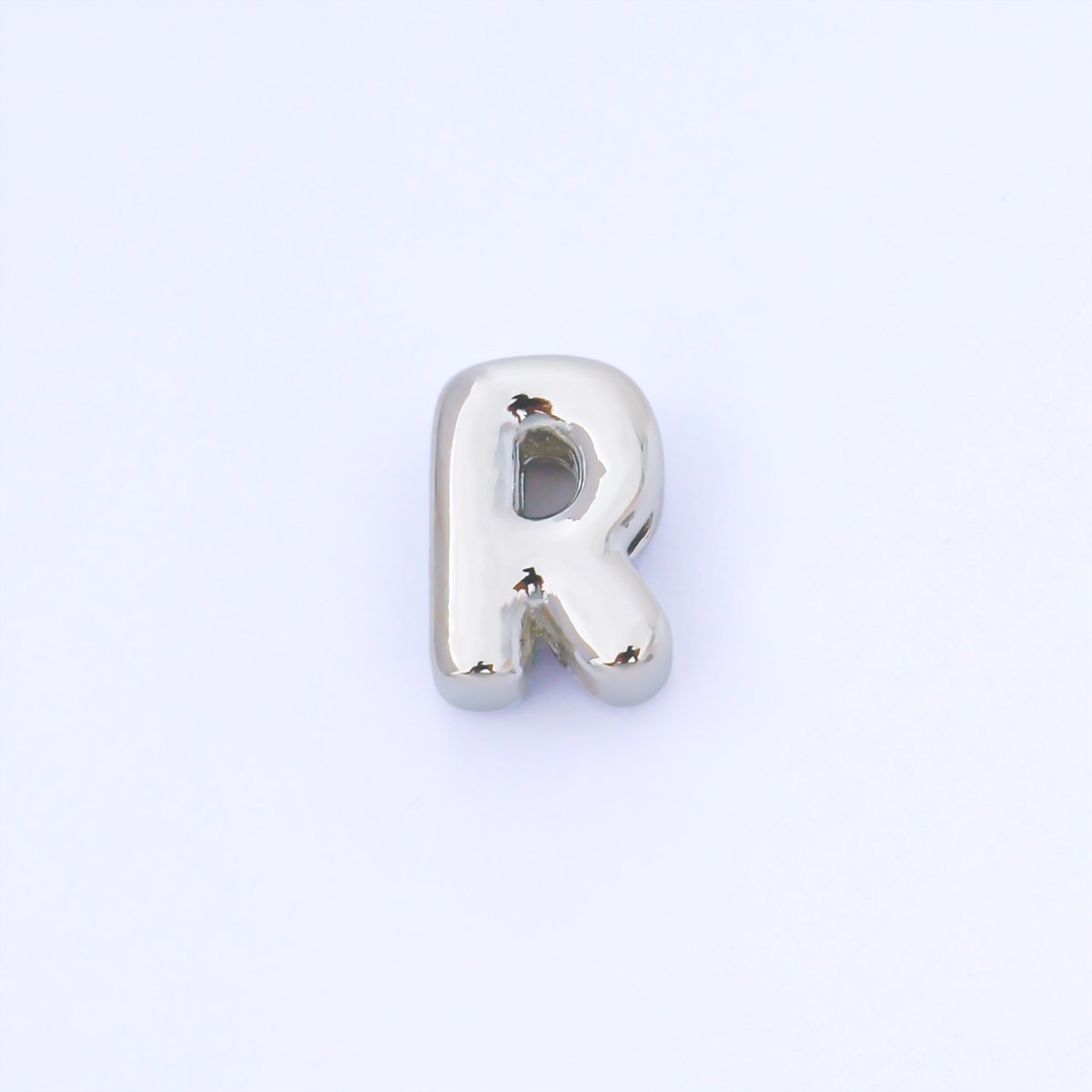 Silver 15mm Personalized Chubby Bubble Initial Letter Alphabet Bead | AF092 - AF104 - DLUXCA