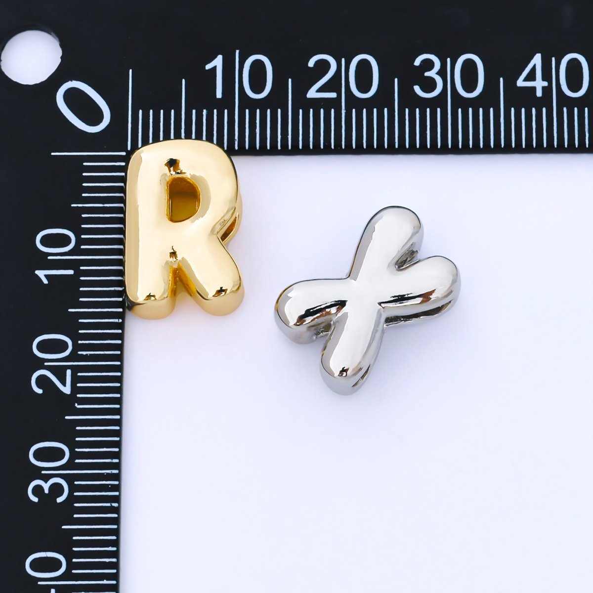 Silver 15mm Personalized Chubby Bubble Initial Letter Alphabet Bead | AF092 - AF104 - DLUXCA