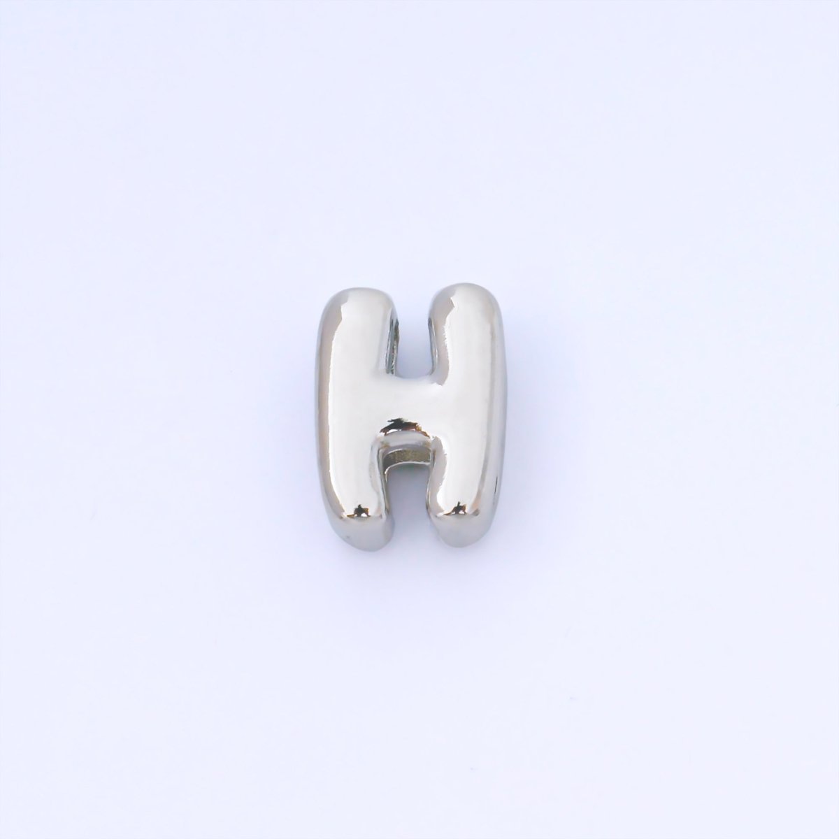 Silver 15mm Personalized Chubby Bubble Initial Letter Alphabet Bead | AF092 - AF104 - DLUXCA