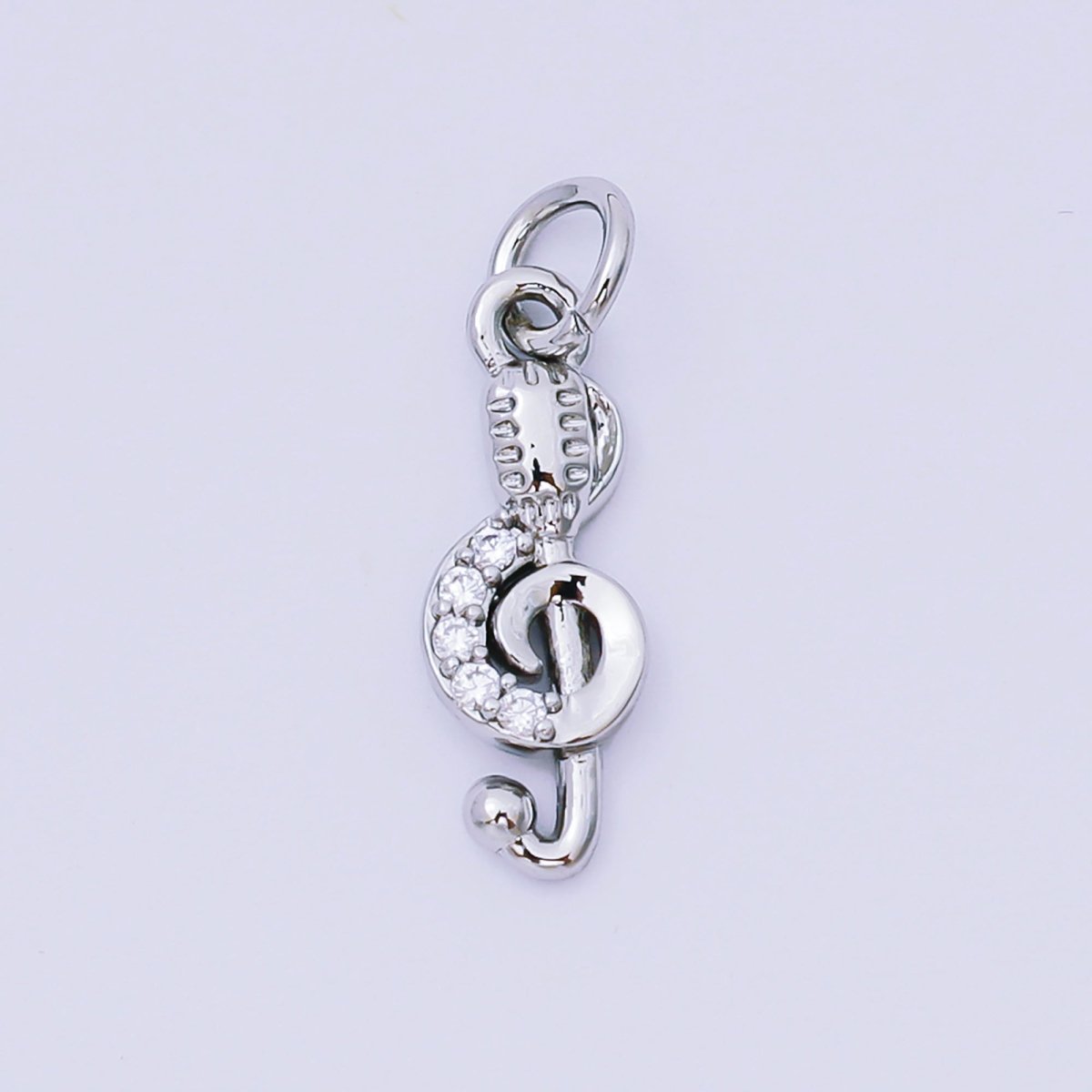 Silver 16mm Micro Paved CZ Treble G Clef Music Note Charm | AH - 589 - DLUXCA