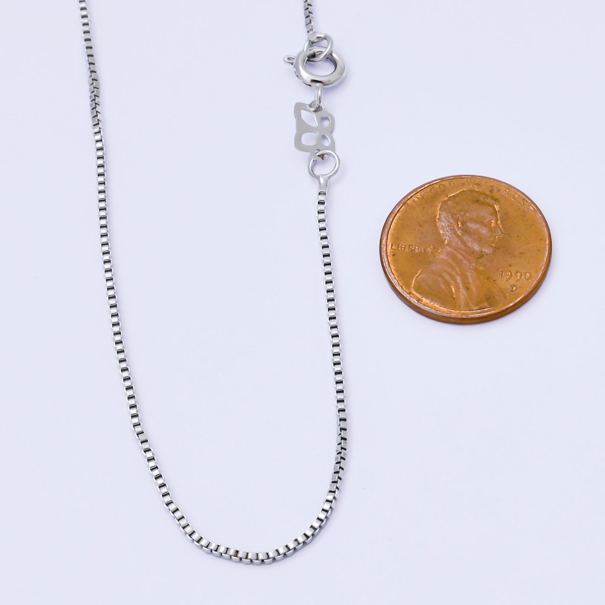 Silver 1mm Classic Ready to Wear Box Chain 16 Inches Necklace | WA - 2334 - DLUXCA
