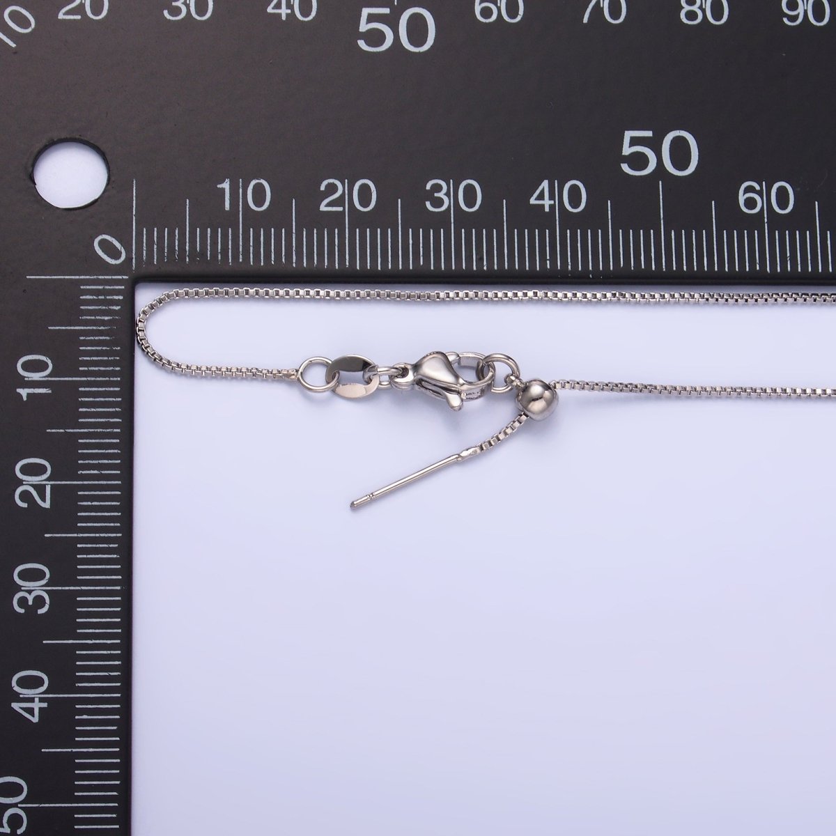 Silver 1mm Dainty Box Adjustable Slider 19.68 Inch Needle Threader Chain Necklace | WA - 2733 - DLUXCA