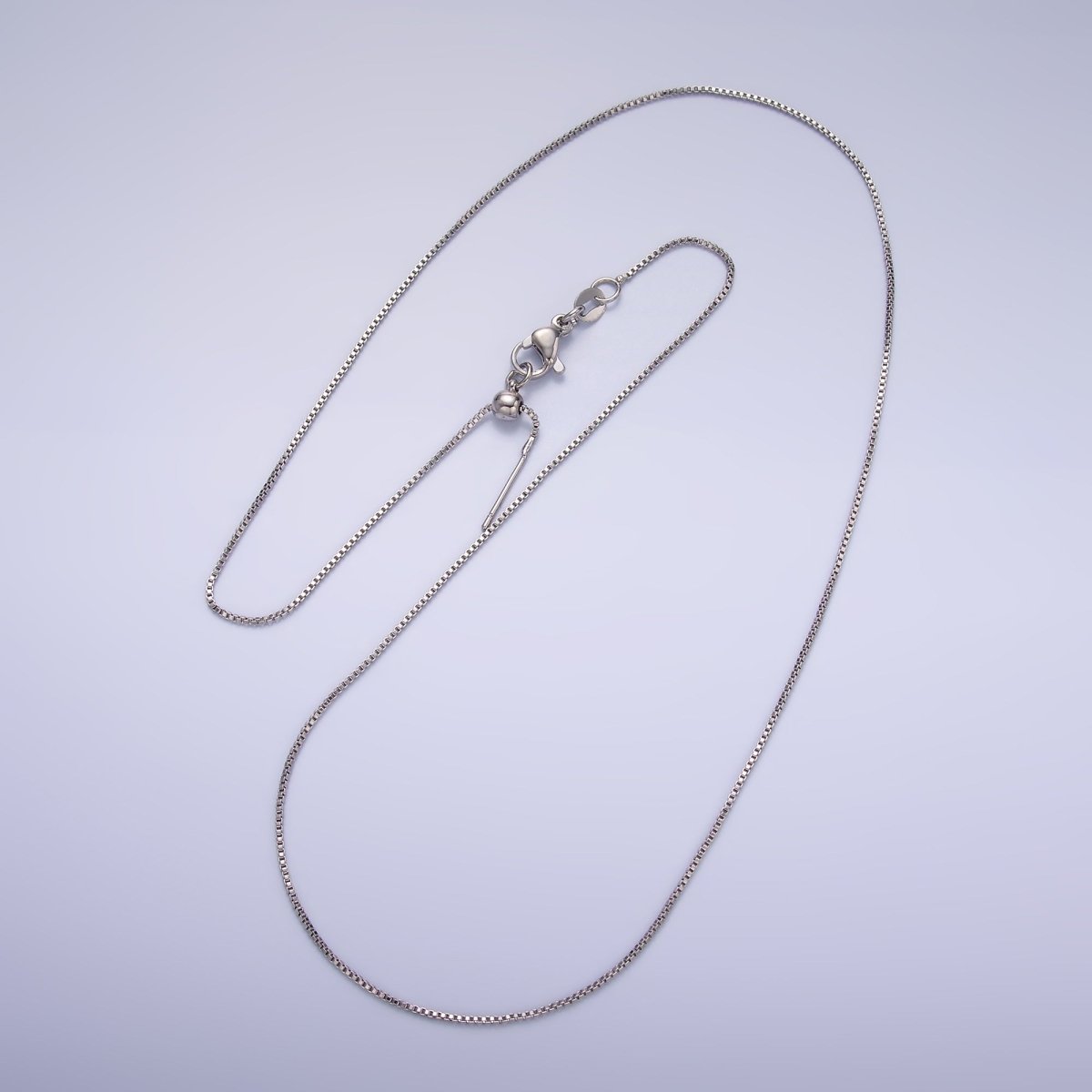 Silver 1mm Dainty Box Adjustable Slider 19.68 Inch Needle Threader Chain Necklace | WA - 2733 - DLUXCA